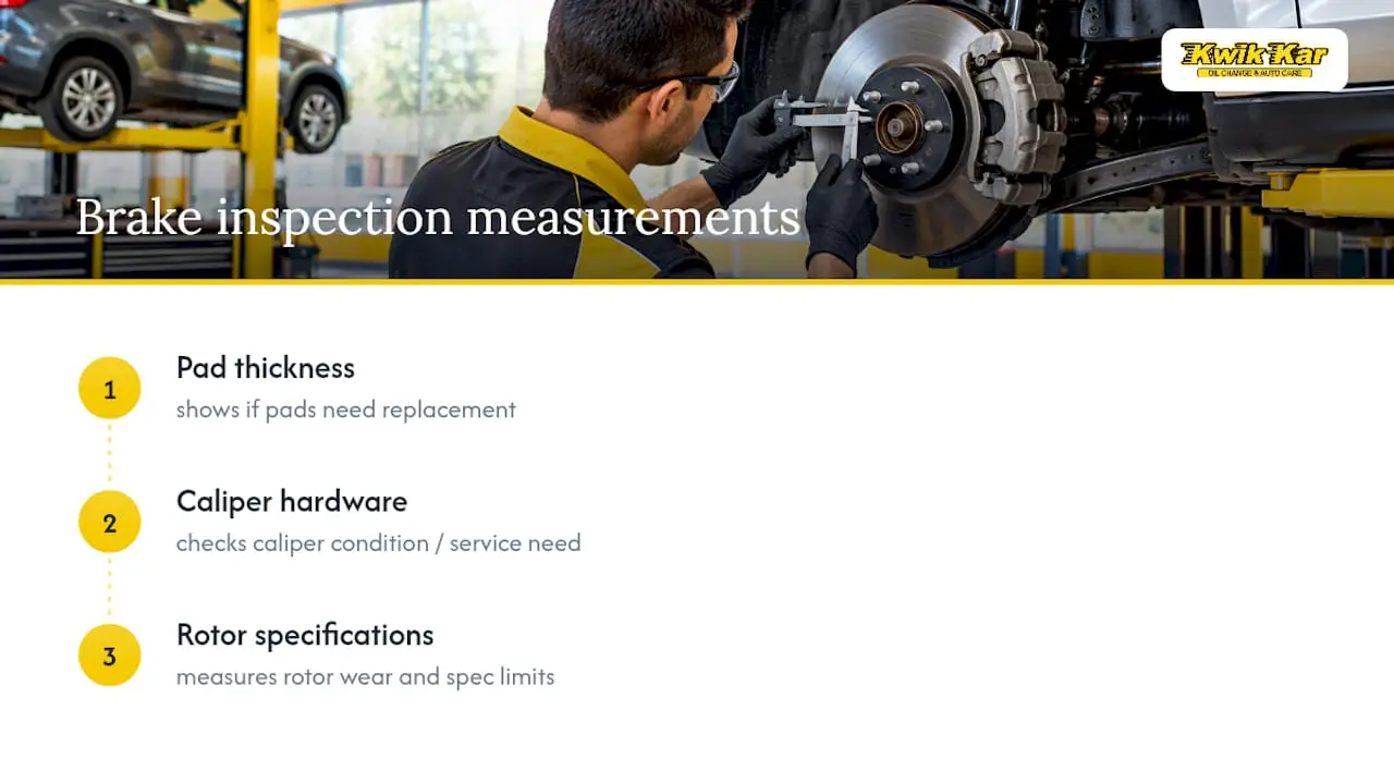 Three brake inspection measurement areas