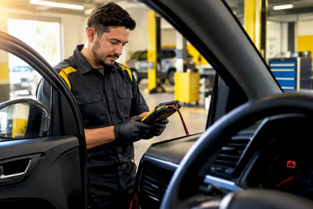 Battery warning light during charging system check